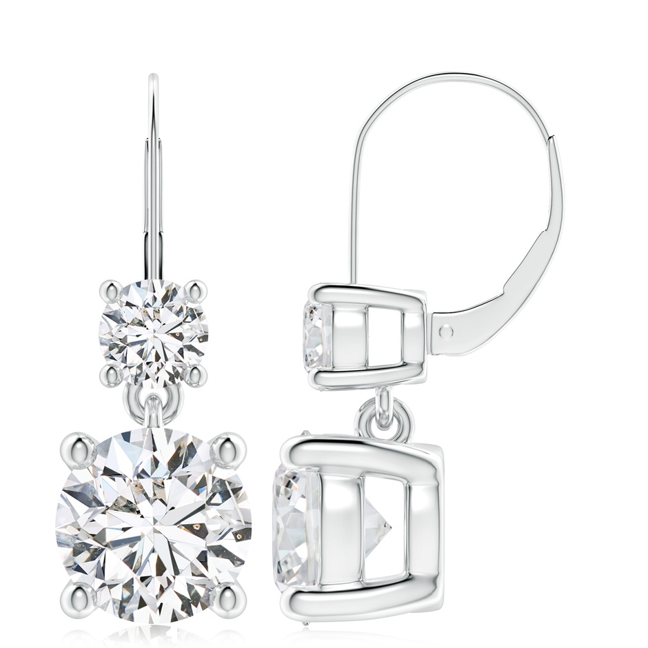 9.2mm HSI2 Round Diamond Leverback Dangle Earrings with Diamond in S999 Silver 