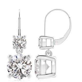 9.2mm IJI1I2 Round Diamond Leverback Dangle Earrings with Diamond in P950 Platinum