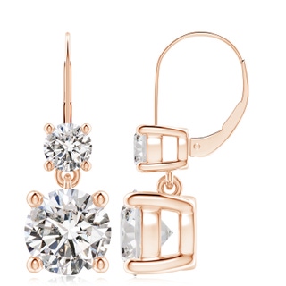 9.2mm IJI1I2 Round Diamond Leverback Dangle Earrings with Diamond in Rose Gold