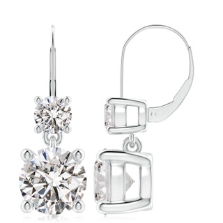 9.2mm IJI1I2 Round Diamond Leverback Dangle Earrings with Diamond in S999 Silver