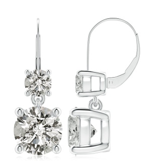 9.2mm KI3 Round Diamond Leverback Dangle Earrings with Diamond in 10K White Gold