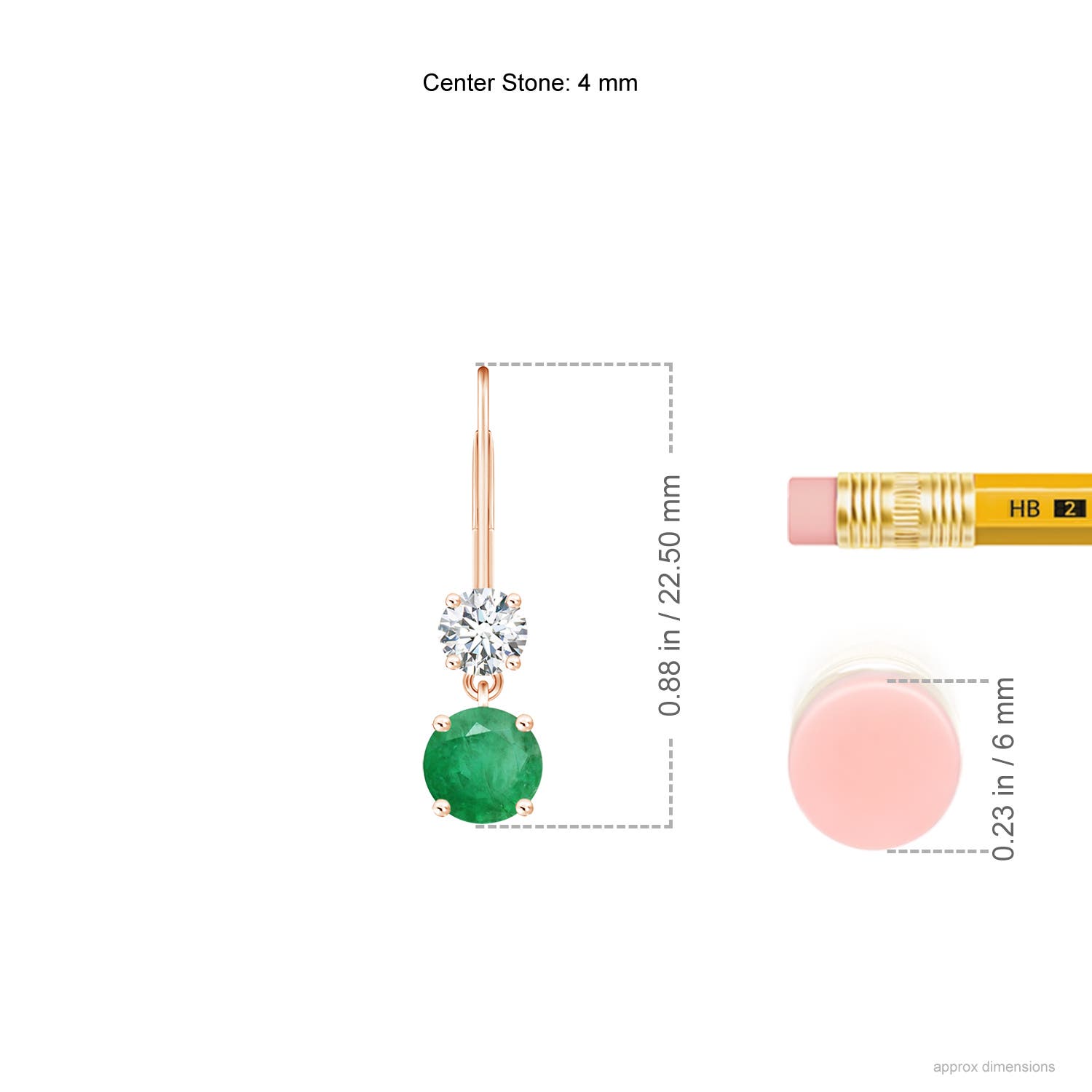 A - Emerald / 0.62 CT / 14 KT Rose Gold