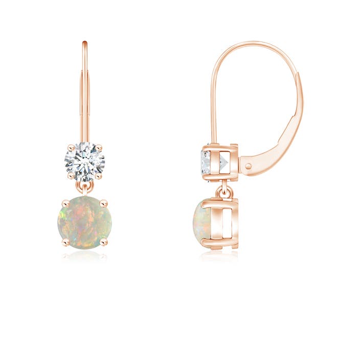 Pear-Shaped Cabochon Opal Drop Earrings with Screw Back