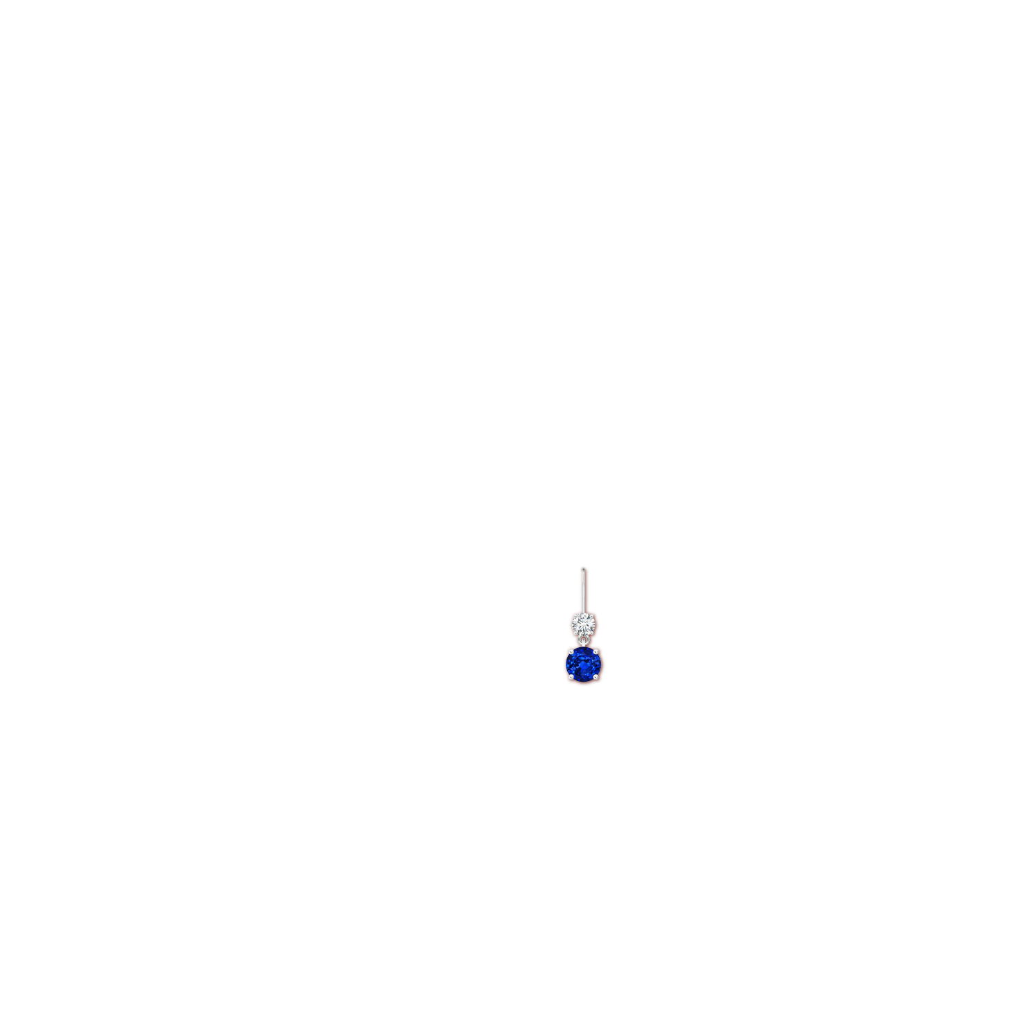 6mm AAAA Round Blue Sapphire Leverback Dangle Earrings with Diamond in White Gold - body_ear