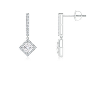 2.9mm GVS2 Floating Princess-Cut Diamond Dangle Earrings in White Gold