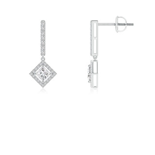 2.9mm HSI2 Floating Princess-Cut Diamond Dangle Earrings in White Gold