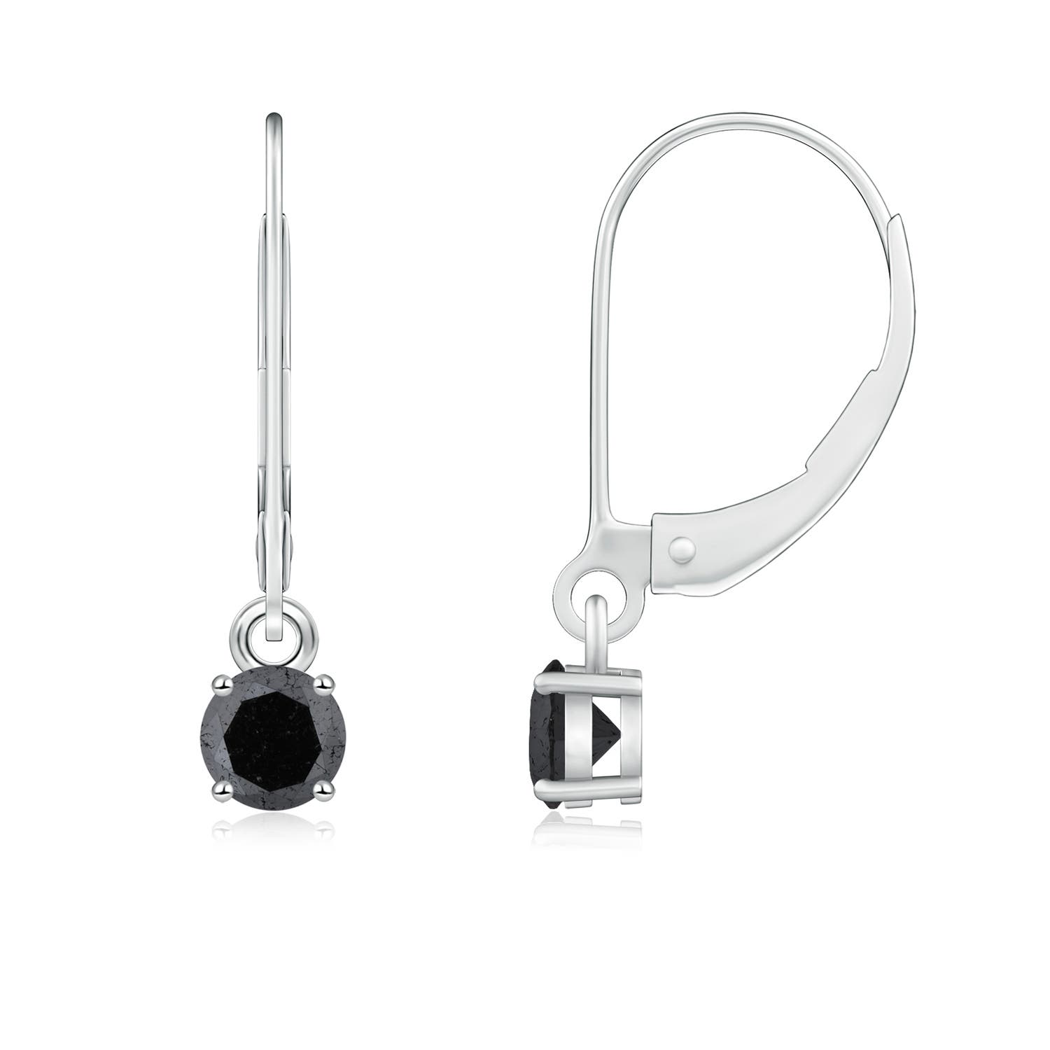 4.1mm A Round Black Diamond Leverback Earrings in P950 Platinum