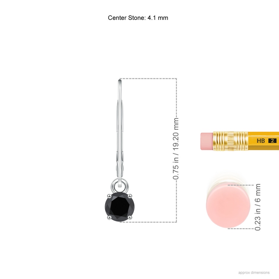 4.1mm AA Round Black Diamond Leverback Earrings in P950 Platinum ruler