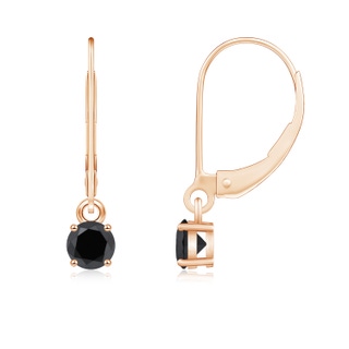 4.1mm AA Round Black Diamond Leverback Earrings in Rose Gold