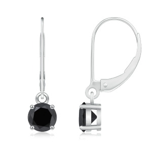5.1mm AA Round Black Diamond Leverback Earrings in P950 Platinum