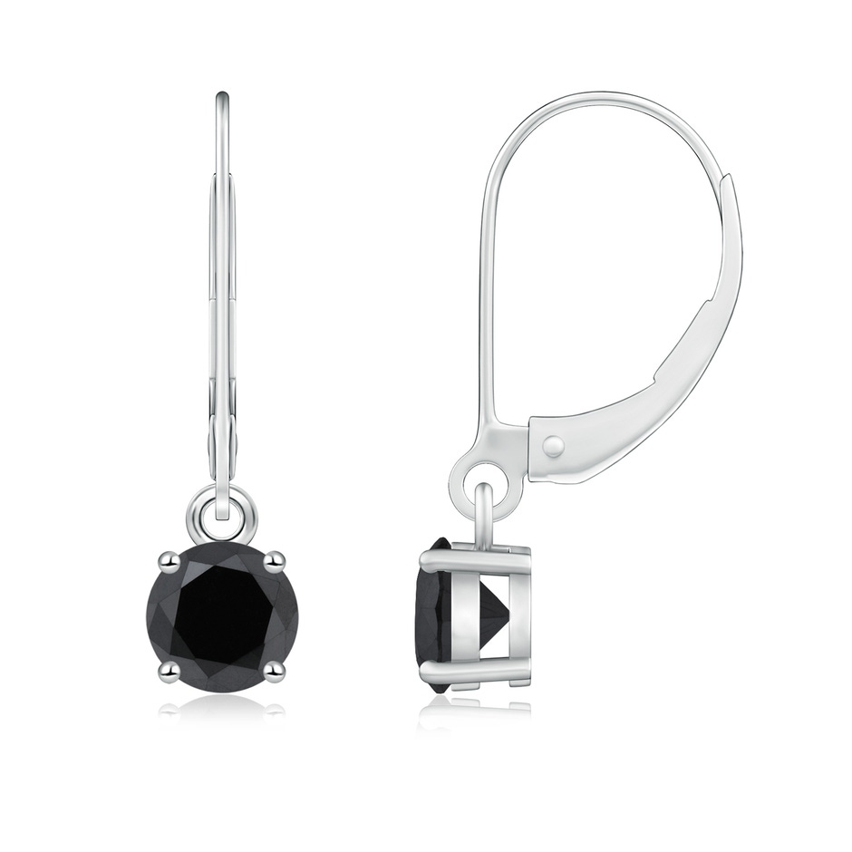 5.1mm AA Round Black Diamond Leverback Earrings in White Gold 