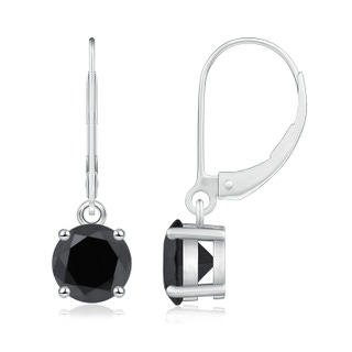6.5mm AA Round Black Diamond Leverback Earrings in P950 Platinum