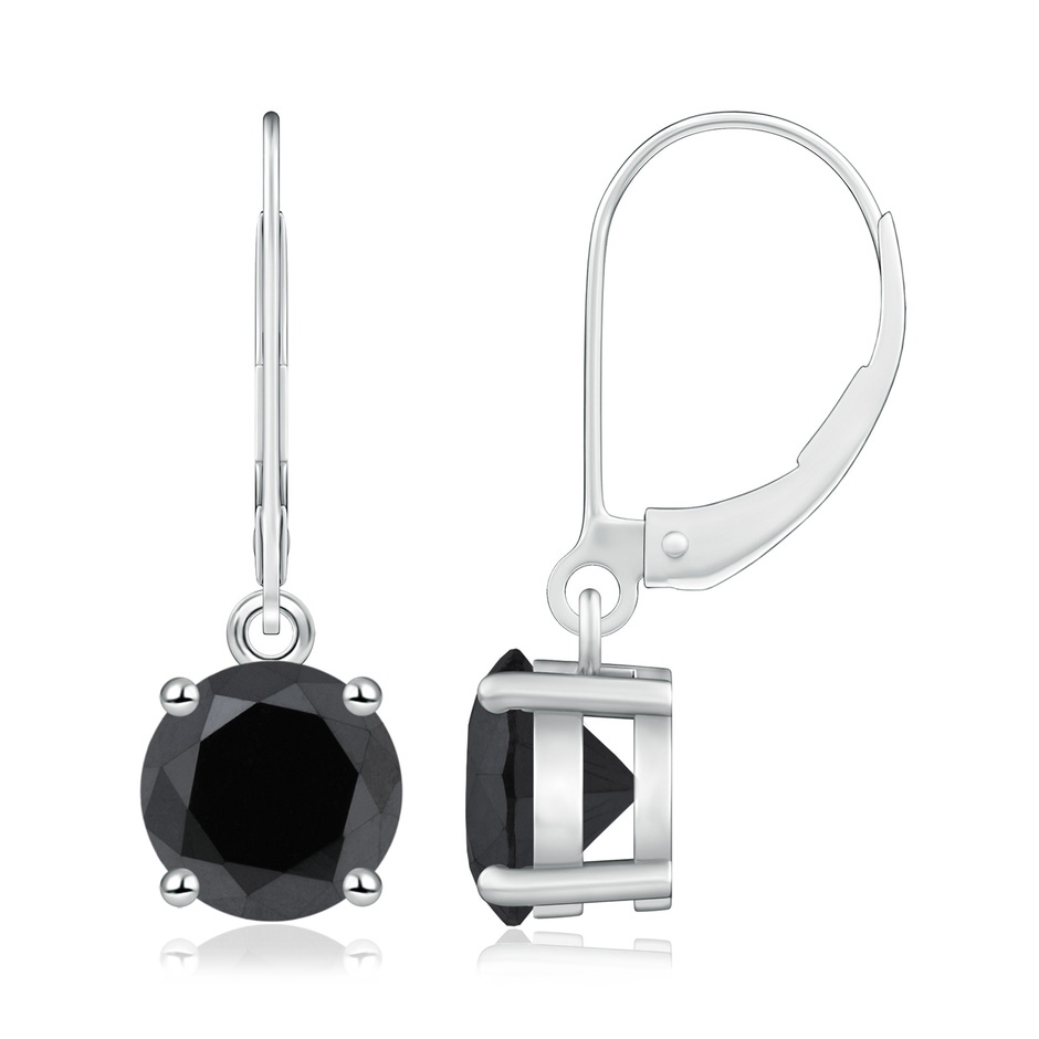 7.4mm AA Round Black Diamond Leverback Earrings in P950 Platinum 