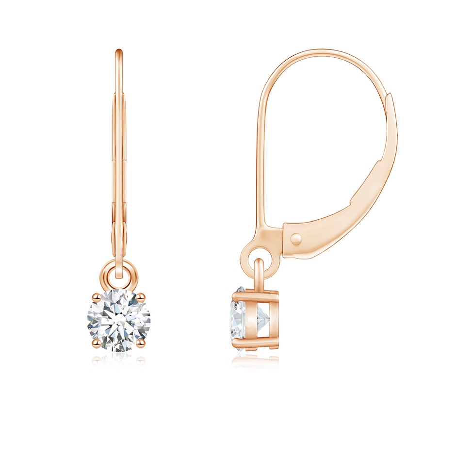 4.1mm GVS2 Round Diamond Leverback Earrings in Rose Gold 
