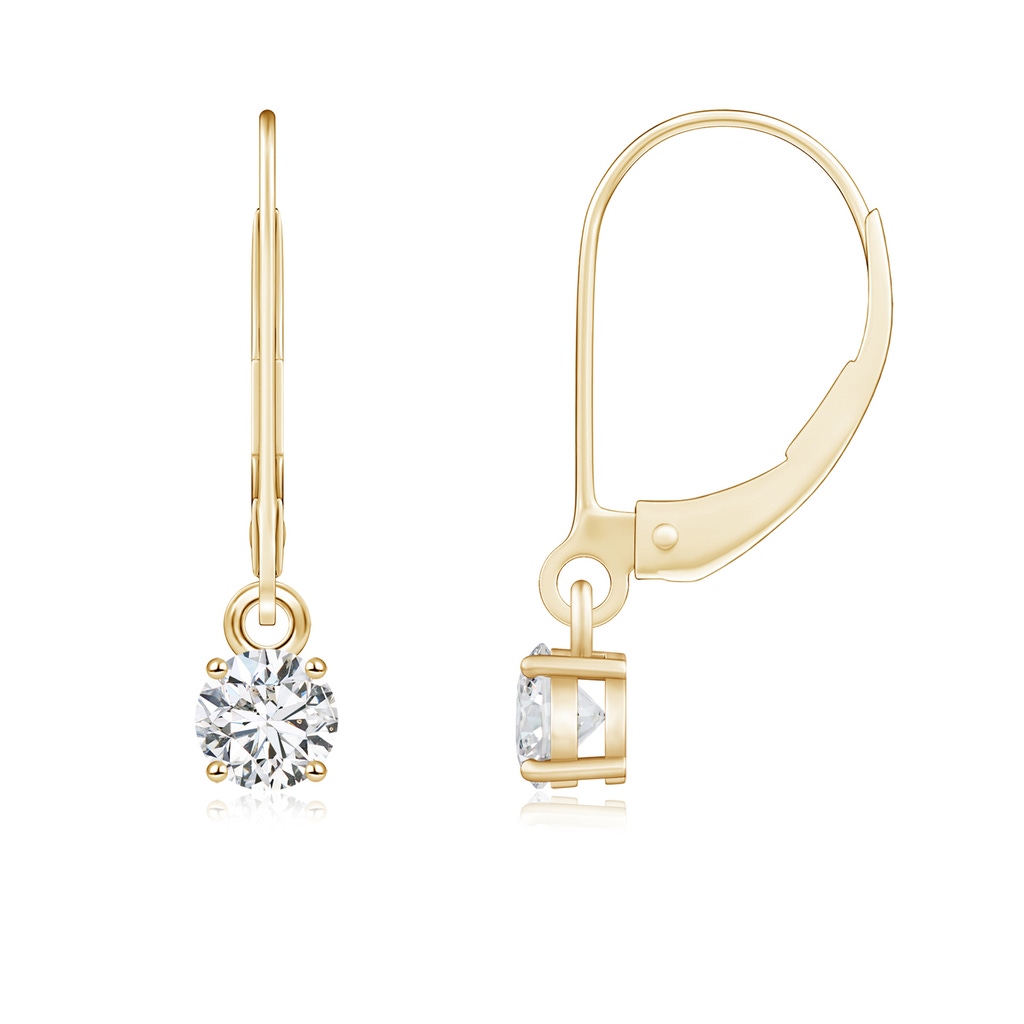 4.1mm HSI2 Round Diamond Leverback Earrings in Yellow Gold