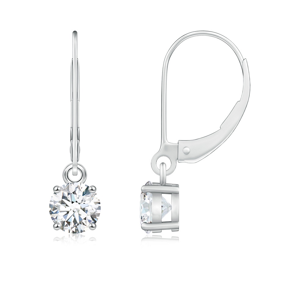 5.1mm GVS2 Round Diamond Leverback Earrings in White Gold 