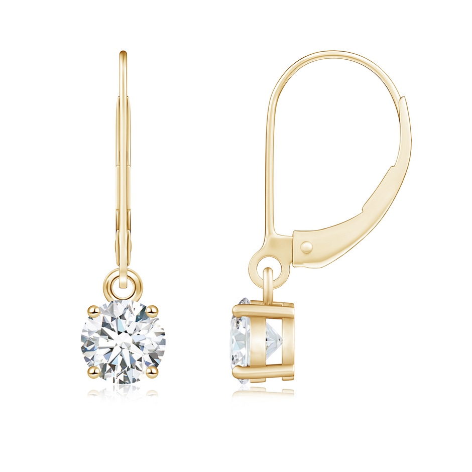 5.1mm GVS2 Round Diamond Leverback Earrings in Yellow Gold 