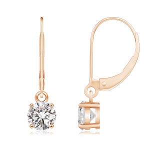 5.1mm IJI1I2 Round Diamond Leverback Earrings in Rose Gold