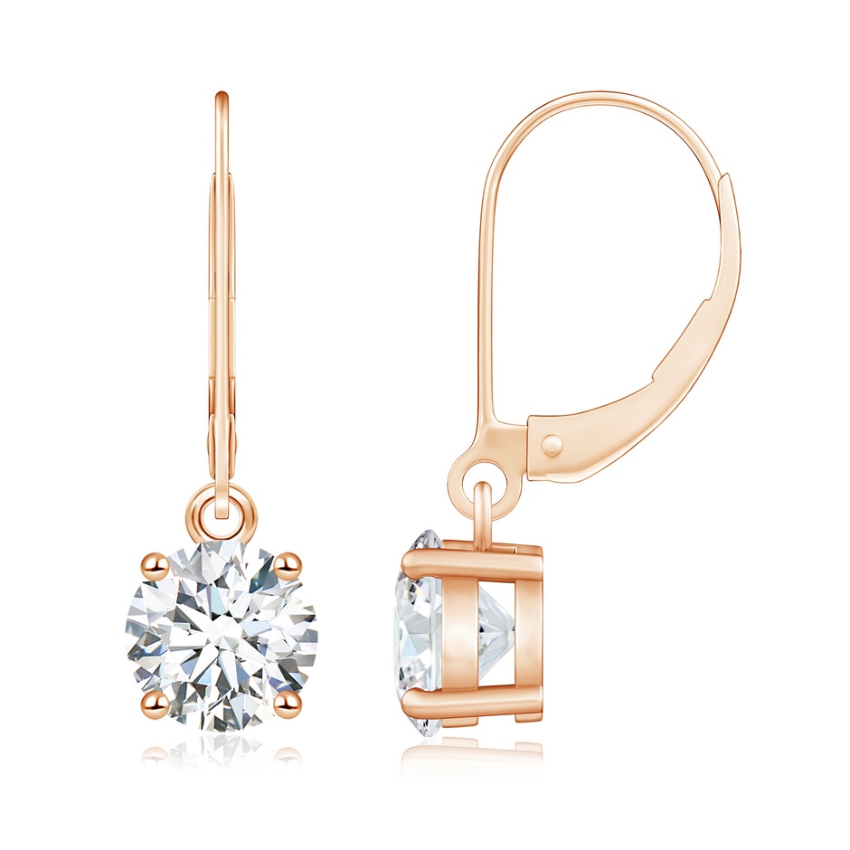 6.5mm GVS2 Round Diamond Leverback Earrings in 9K Rose Gold 