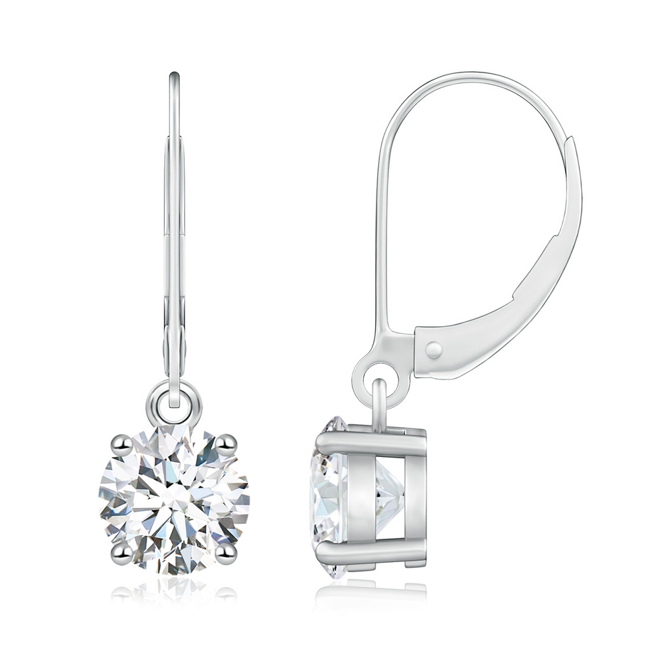 6.5mm GVS2 Round Diamond Leverback Earrings in White Gold 