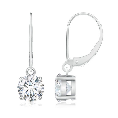 6.5mm GVS2 Round Diamond Leverback Earrings in White Gold