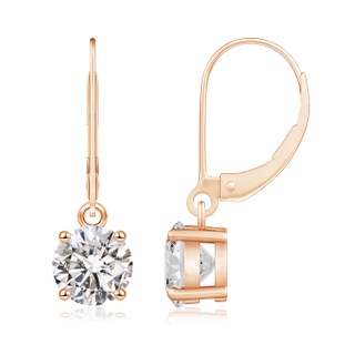 6.5mm IJI1I2 Round Diamond Leverback Earrings in Rose Gold