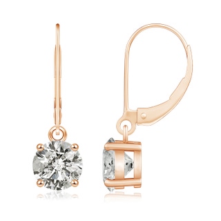 6.5mm KI3 Round Diamond Leverback Earrings in 9K Rose Gold