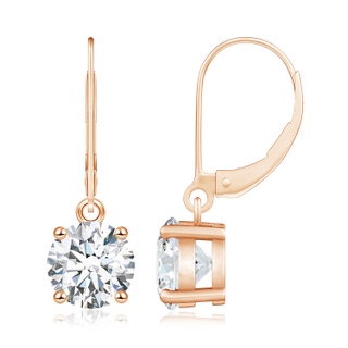 7.4mm GVS2 Round Diamond Leverback Earrings in 10K Rose Gold