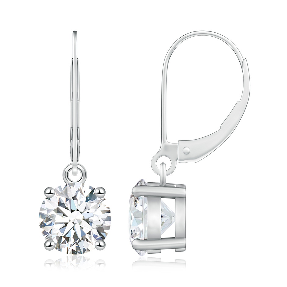 7.4mm GVS2 Round Diamond Leverback Earrings in P950 Platinum 