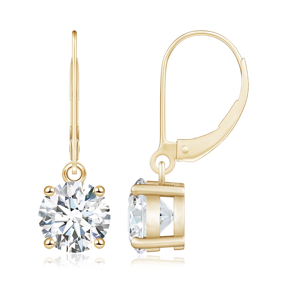 7.4mm GVS2 Round Diamond Leverback Earrings in Yellow Gold 