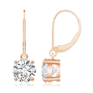 7.4mm HSI2 Round Diamond Leverback Earrings in Rose Gold