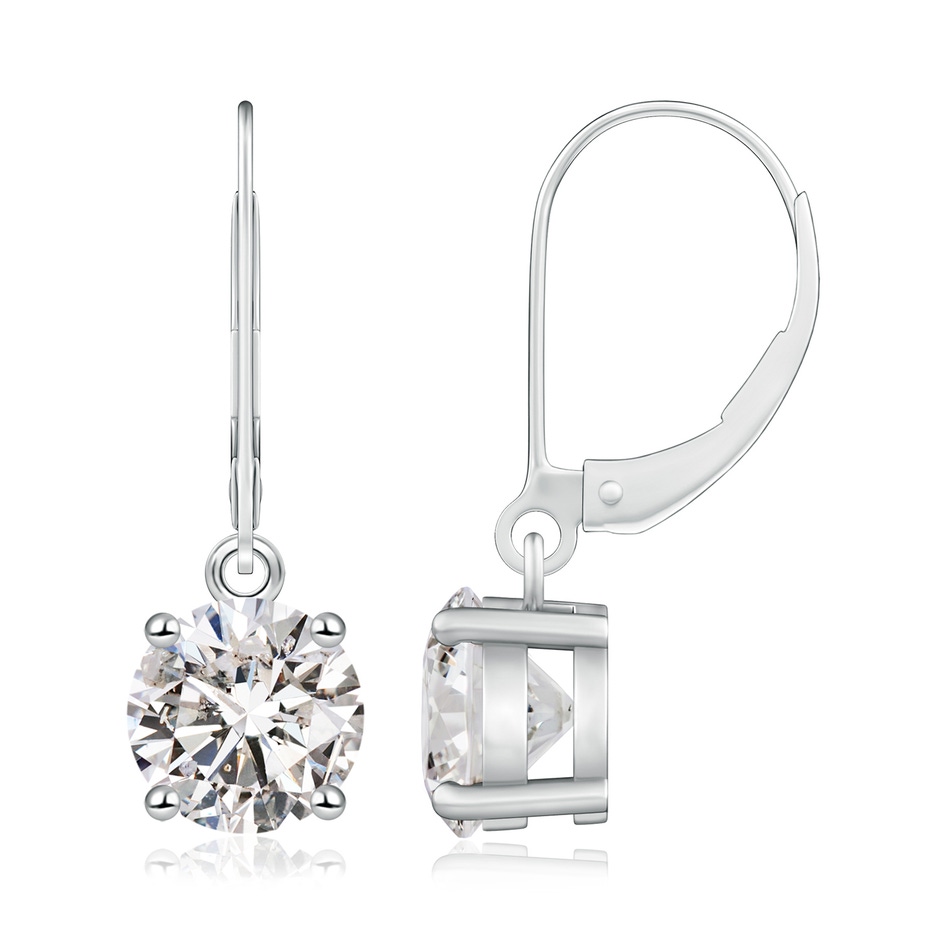 7.4mm IJI1I2 Round Diamond Leverback Earrings in P950 Platinum 