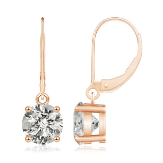 7.4mm KI3 Round Diamond Leverback Earrings in Rose Gold