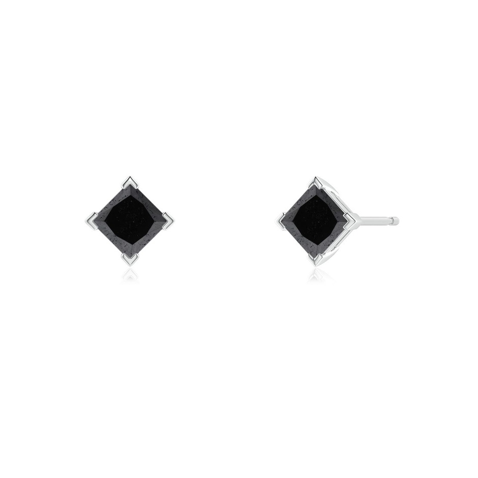 3.5mm A Princess-Cut Enhanced Black Diamond Stud Earrings in White Gold side 199