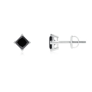 3.5mm AA Princess-Cut Black Diamond Stud Earrings in P950 Platinum