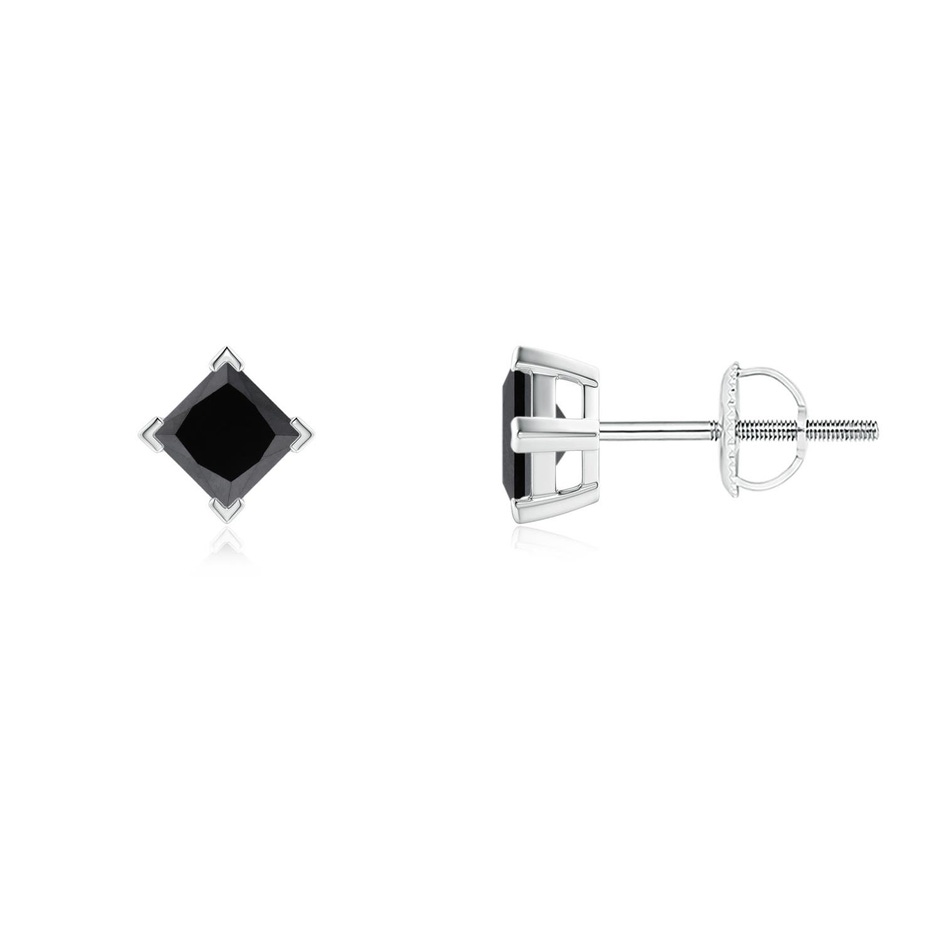 3.5mm AA Princess-Cut Enhanced Black Diamond Stud Earrings in P950 Platinum 
