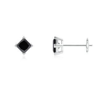3.5mm AA Princess-Cut Enhanced Black Diamond Stud Earrings in White Gold