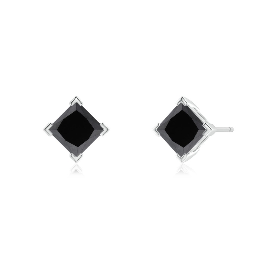 4.4mm AA Princess-Cut Enhanced Black Diamond Stud Earrings in White Gold side 199