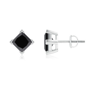 4.9mm AA Princess-Cut Black Diamond Stud Earrings in P950 Platinum