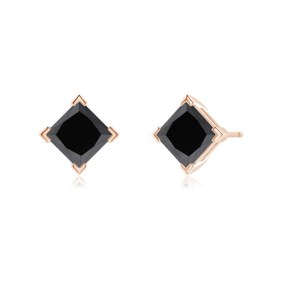 4.9mm AA Princess-Cut Enhanced Black Diamond Stud Earrings in Rose Gold side 199