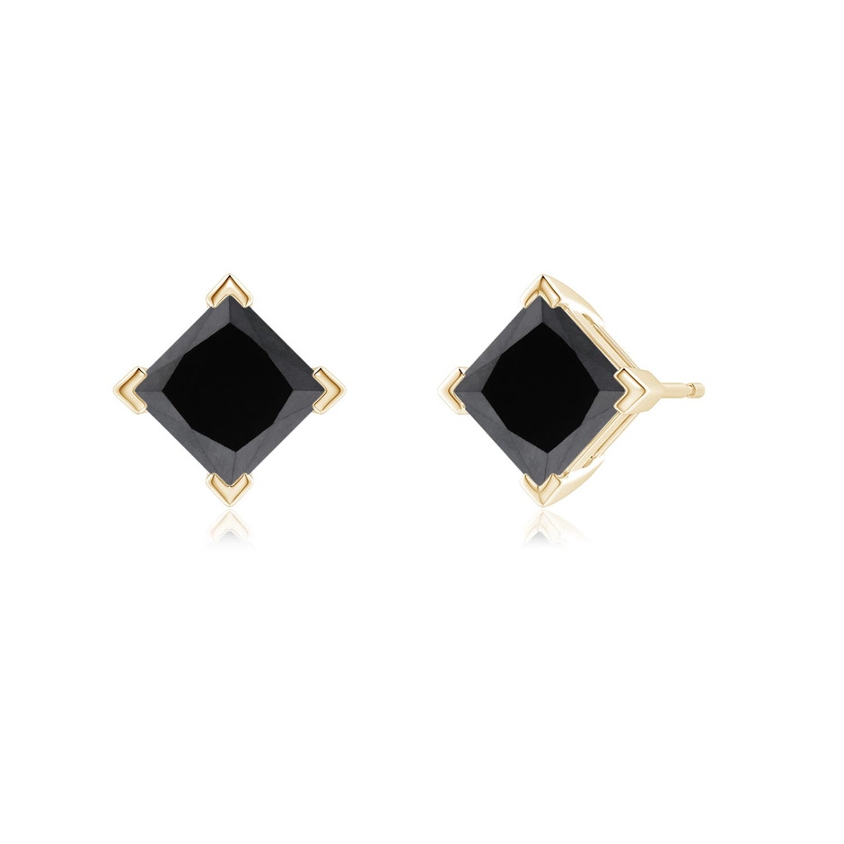 4.9mm AA Princess-Cut Enhanced Black Diamond Stud Earrings in Yellow Gold side 199