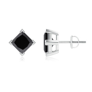5.5mm AA Princess-Cut Black Diamond Stud Earrings in P950 Platinum