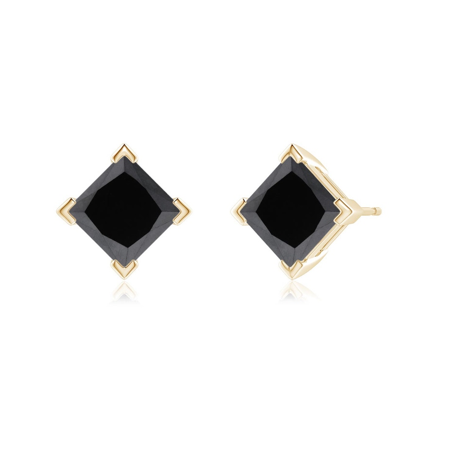 5.5mm AA Princess-Cut Enhanced Black Diamond Stud Earrings in Yellow Gold side 199