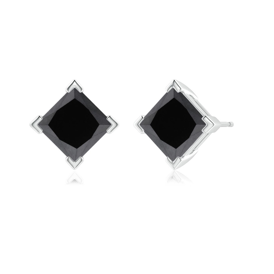 6.4mm AA Princess-Cut Enhanced Black Diamond Stud Earrings in White Gold side 199