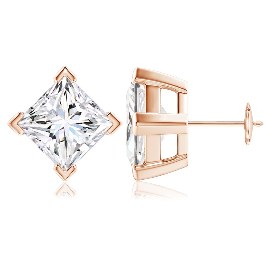 10.5mm GVS2 Princess-Cut Diamond Stud Earrings in 18K Rose Gold 