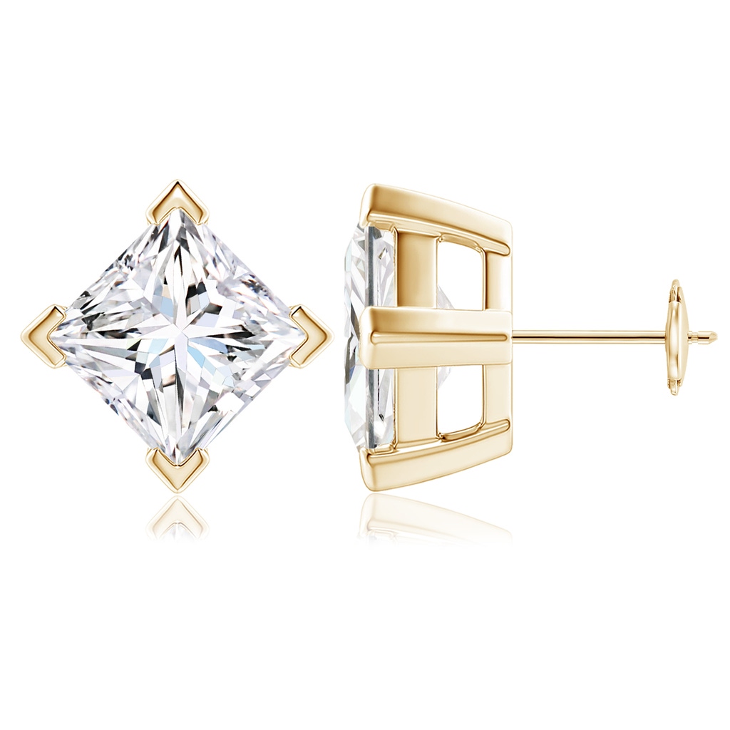 10.5mm GVS2 Princess-Cut Diamond Stud Earrings in Yellow Gold
