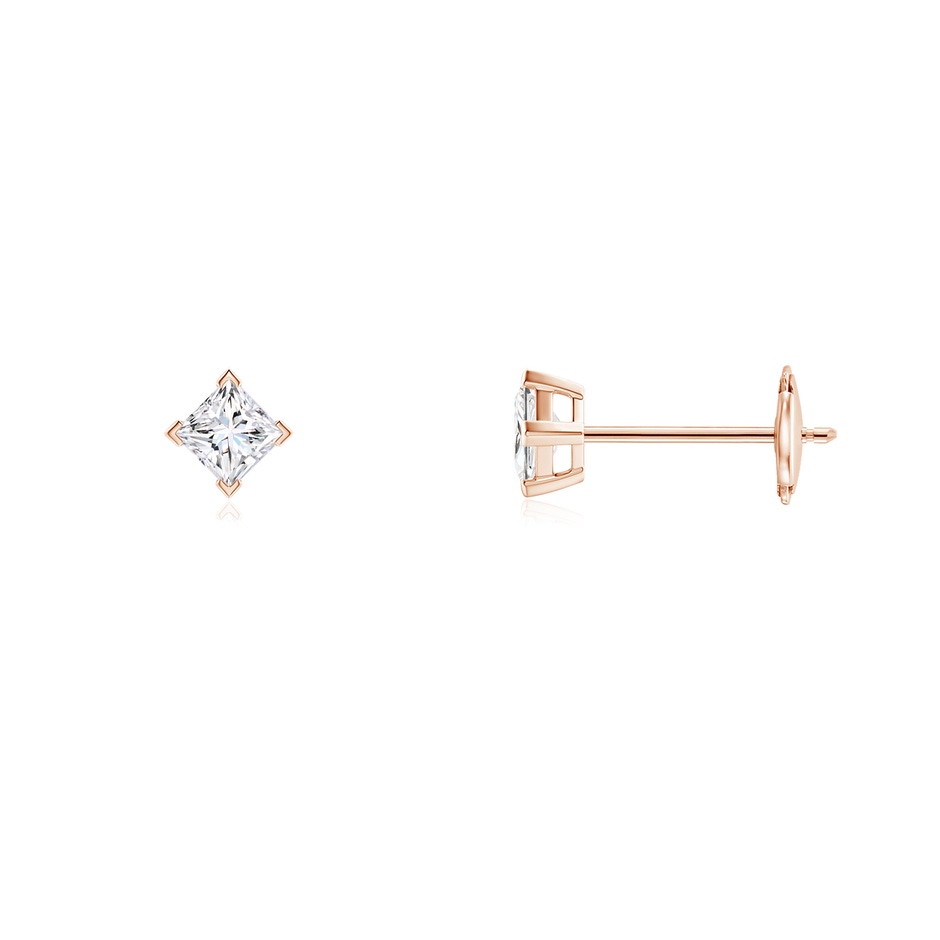 2.7mm GVS2 Princess-Cut Diamond Stud Earrings in Rose Gold 