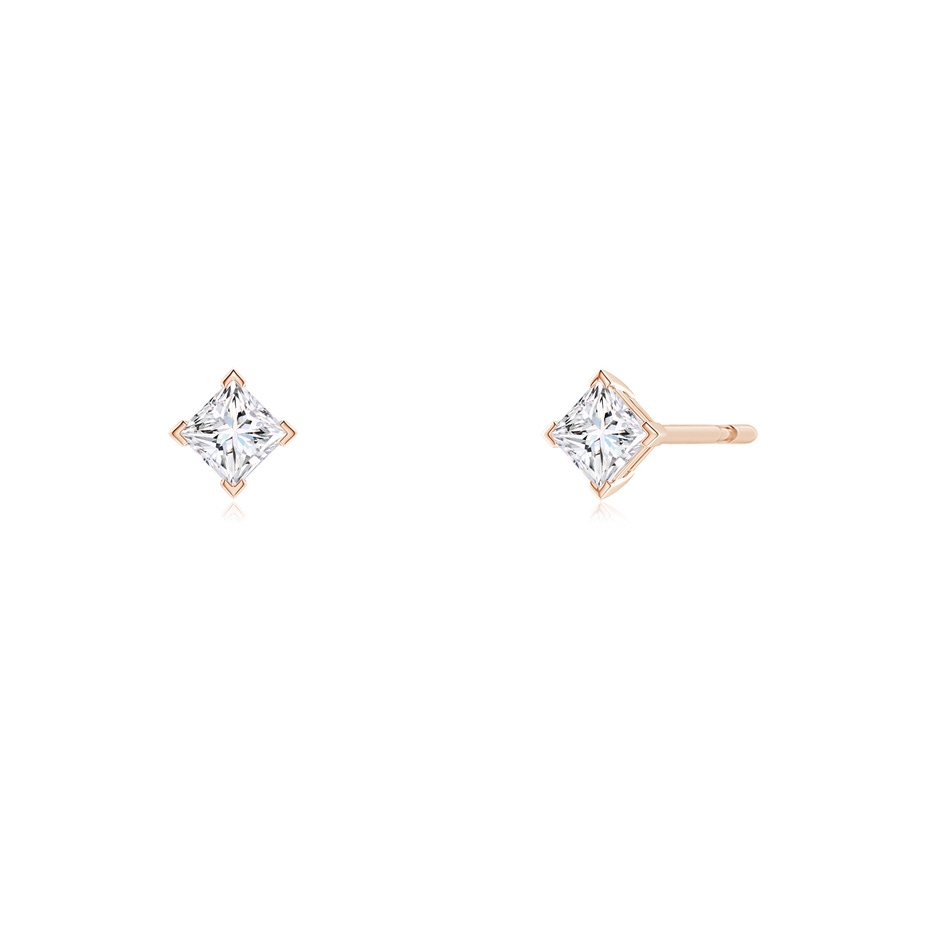 2.7mm GVS2 Princess-Cut Diamond Stud Earrings in Rose Gold side 199