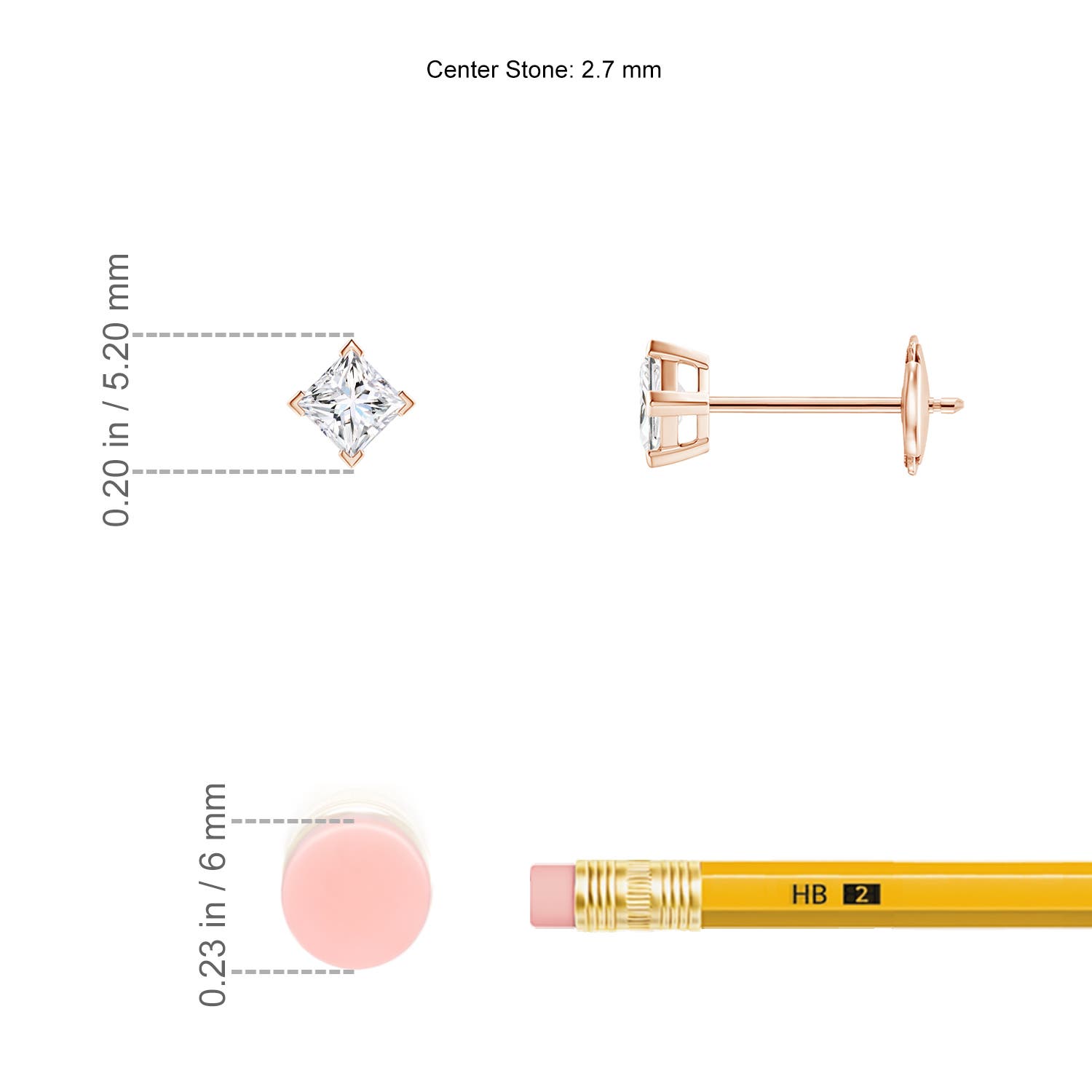 G, VS2 / 0.25 CT / 14 KT Rose Gold