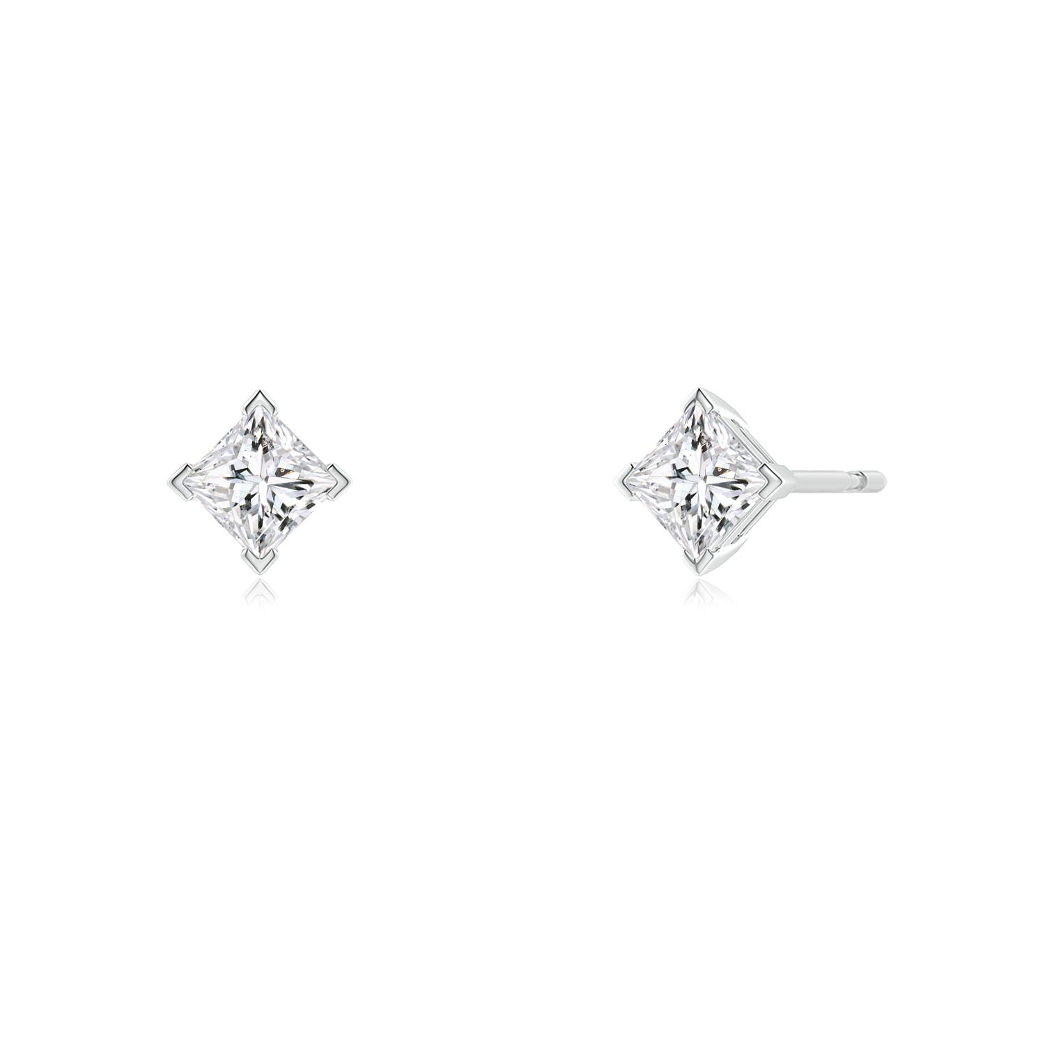 3.5mm HSI2 Princess-Cut Diamond Stud Earrings in 18CT White Gold - side 4